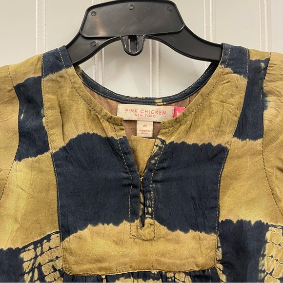 NWT Pink Chicken Penelope Tiered Dress in Navy & Gold Tie Dye Sz 4 - Picture 4 of 7